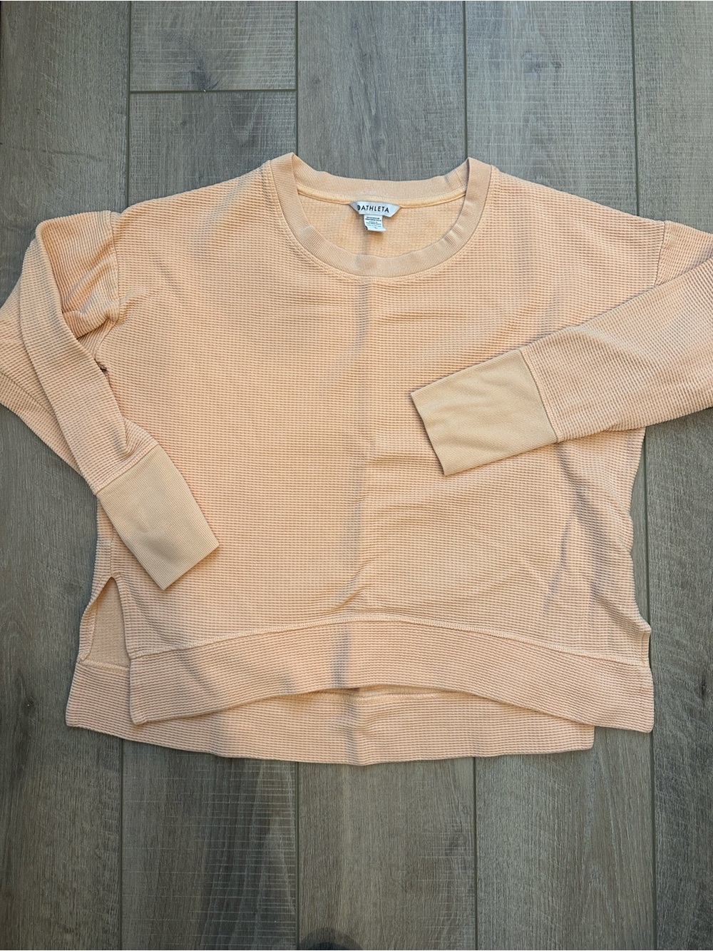 Athleta Peach Waffle-Knit Crewneck Sweatshirt